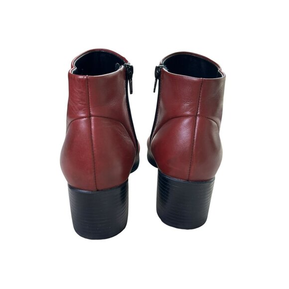 White Mountain Fairchild II Red Leather Boots Women's Sz 7.5 Side Zip Block Heel - Picture 8 of 13